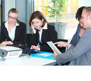 group of business people having a meeting